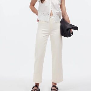 Madewell tile white The Emmett Wide-Leg Crop Jean: Welt Pocket Edition